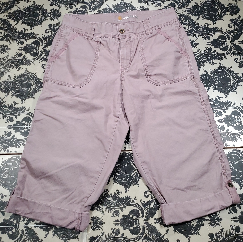 Carhartt womens relaxed fit pale purple crop pants